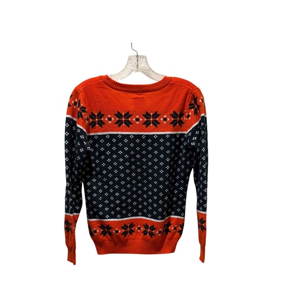NFL Team Apparel Chicago Bears Sweater Women's S Orange Navy Holiday Knit V-Neck - Picture 2 of 8